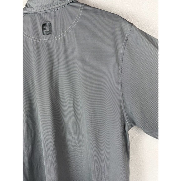 FootJoy Men's Medium Gray Striped Logo Short Sleeve Golf Polo Shirt - Picture 8 of 10
